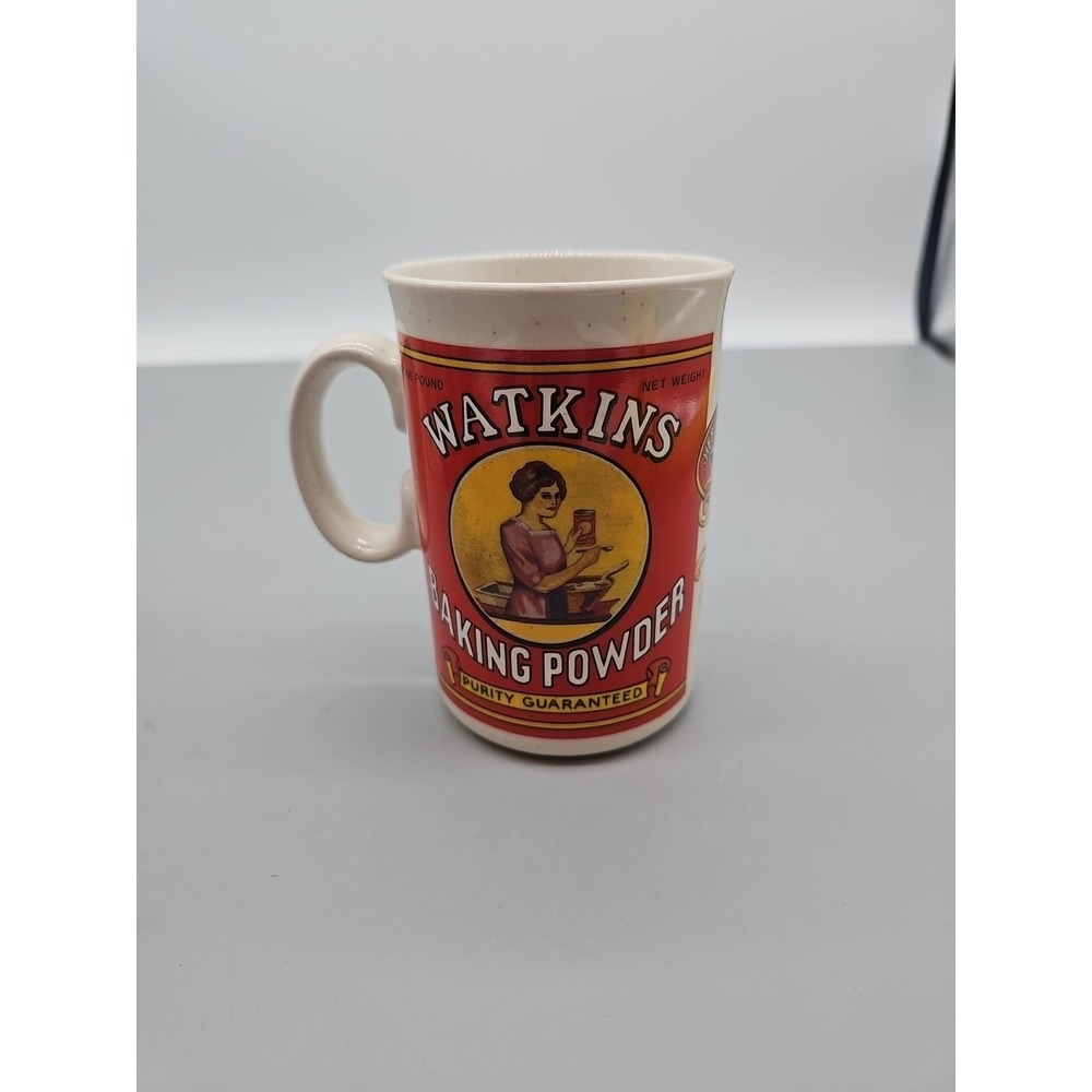 Vintage Watkins Baking Powder Label Coffee Mug Heritage Collection Cup 1992